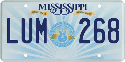 MS license plate LUM268