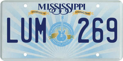 MS license plate LUM269