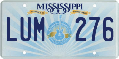MS license plate LUM276
