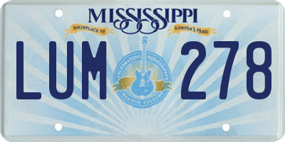 MS license plate LUM278