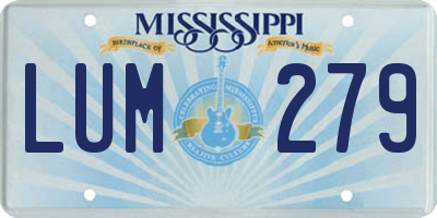MS license plate LUM279