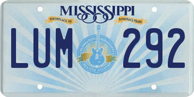 MS license plate LUM292