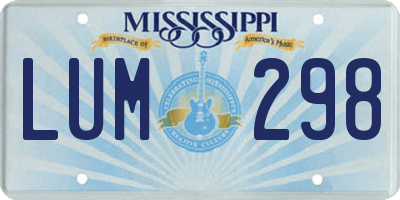MS license plate LUM298