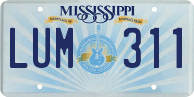 MS license plate LUM311