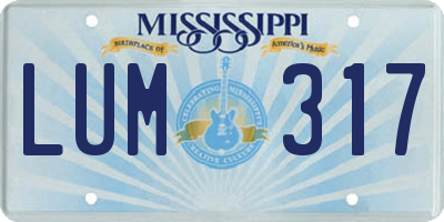 MS license plate LUM317