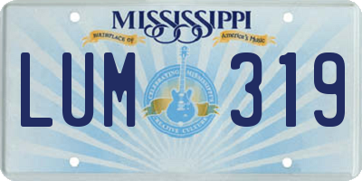 MS license plate LUM319