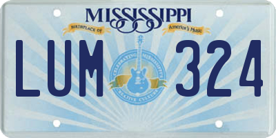 MS license plate LUM324