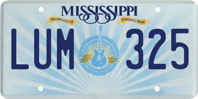 MS license plate LUM325