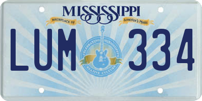 MS license plate LUM334