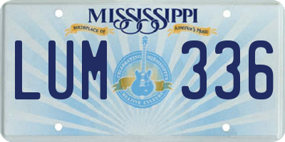 MS license plate LUM336