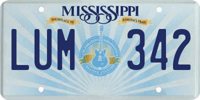 MS license plate LUM342