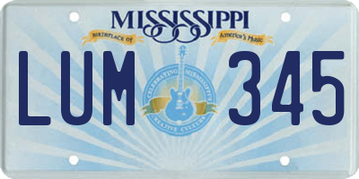 MS license plate LUM345
