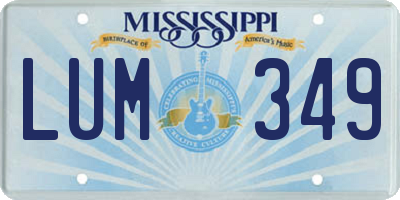 MS license plate LUM349