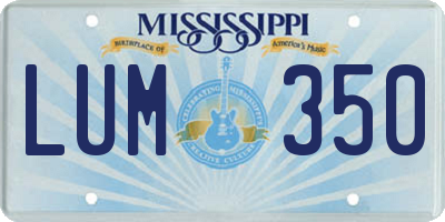 MS license plate LUM350
