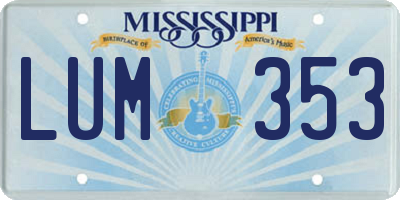 MS license plate LUM353