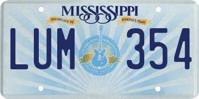 MS license plate LUM354