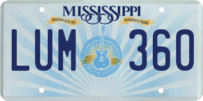 MS license plate LUM360