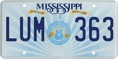 MS license plate LUM363
