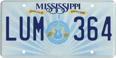 MS license plate LUM364