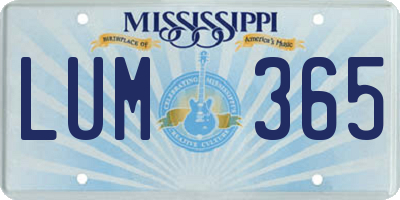 MS license plate LUM365