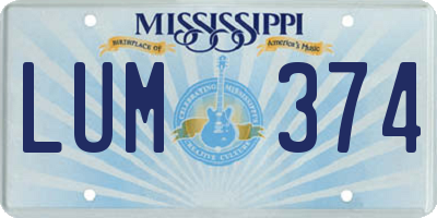 MS license plate LUM374