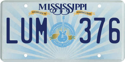 MS license plate LUM376