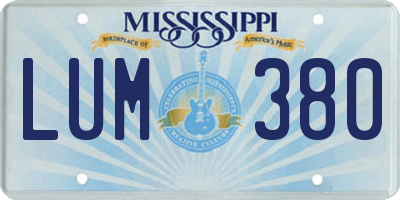 MS license plate LUM380
