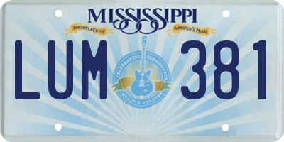 MS license plate LUM381