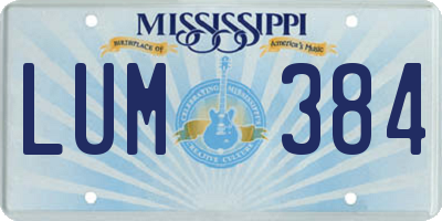 MS license plate LUM384