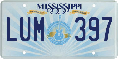 MS license plate LUM397