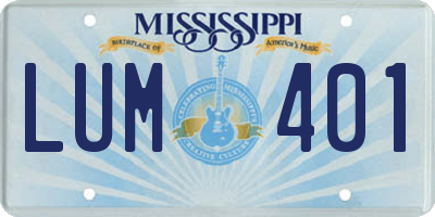 MS license plate LUM401