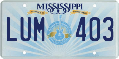 MS license plate LUM403