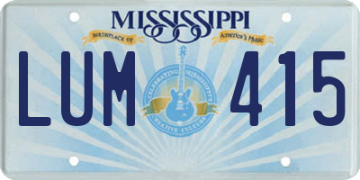 MS license plate LUM415