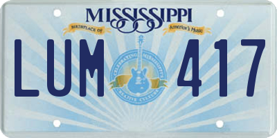 MS license plate LUM417