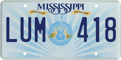 MS license plate LUM418