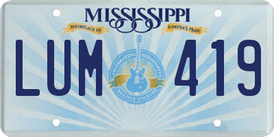 MS license plate LUM419