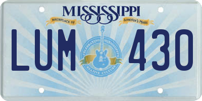 MS license plate LUM430