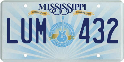 MS license plate LUM432