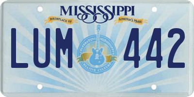 MS license plate LUM442