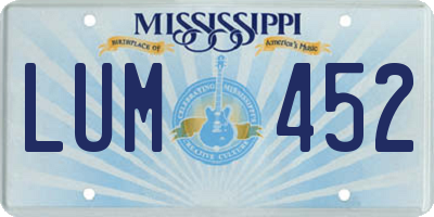 MS license plate LUM452
