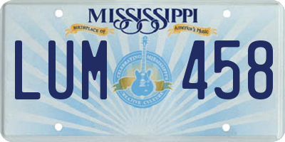 MS license plate LUM458