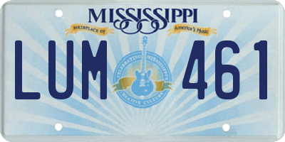 MS license plate LUM461
