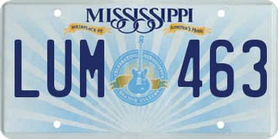 MS license plate LUM463