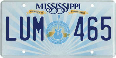 MS license plate LUM465