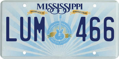 MS license plate LUM466