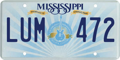 MS license plate LUM472