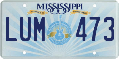 MS license plate LUM473