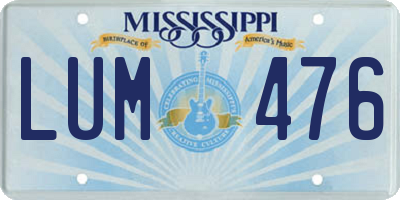 MS license plate LUM476