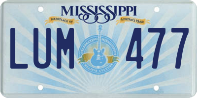 MS license plate LUM477