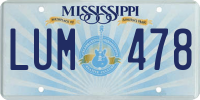 MS license plate LUM478